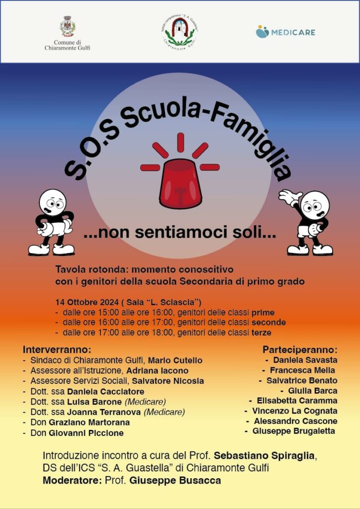 Invito alla tavola rotonda:  “S.O.S. Scuola-Famiglia… non sentiamoci soli”